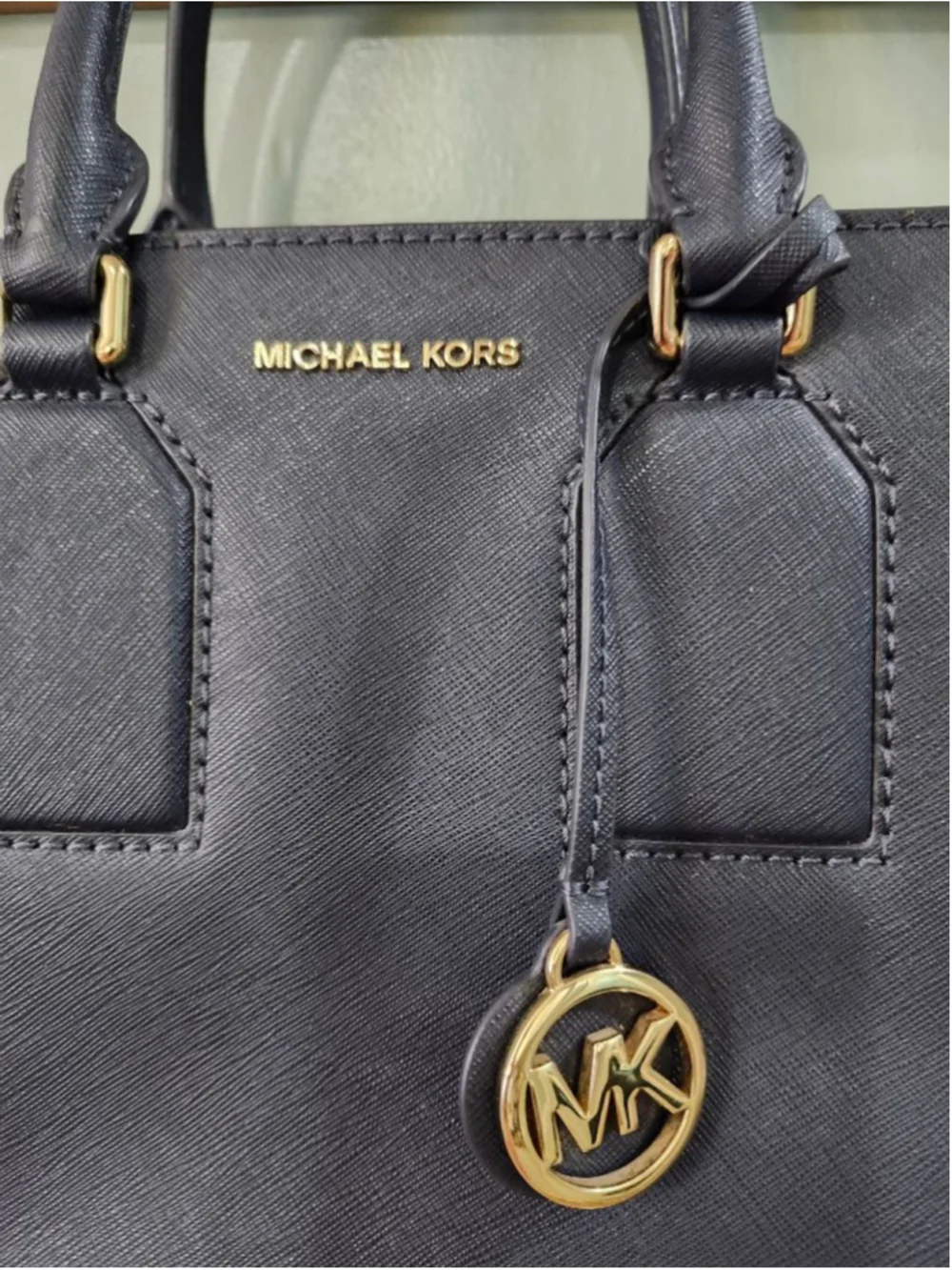 Women's Michael Kors Navy Satchel One Size with Gold Hardware